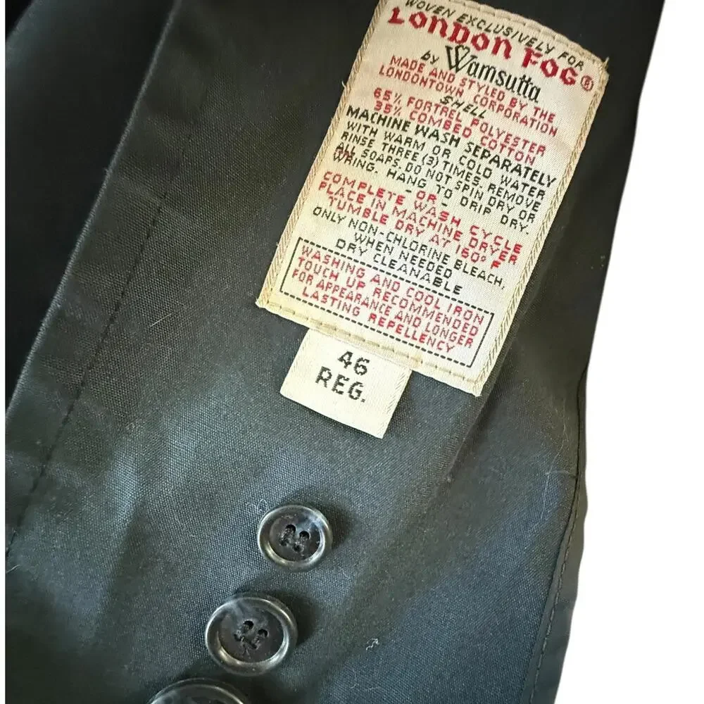 Vintage London Fog Wamsutta Black Trench Coat 46R – Removable Faux Fur USA - Picture 3 of 8